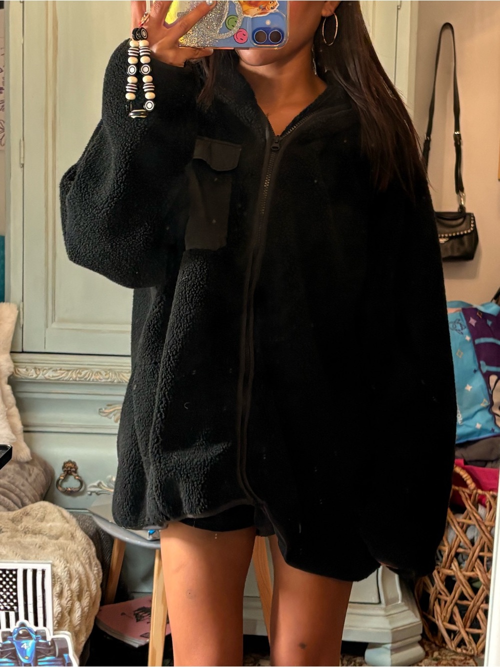 Black Sherpa Zip Jacket